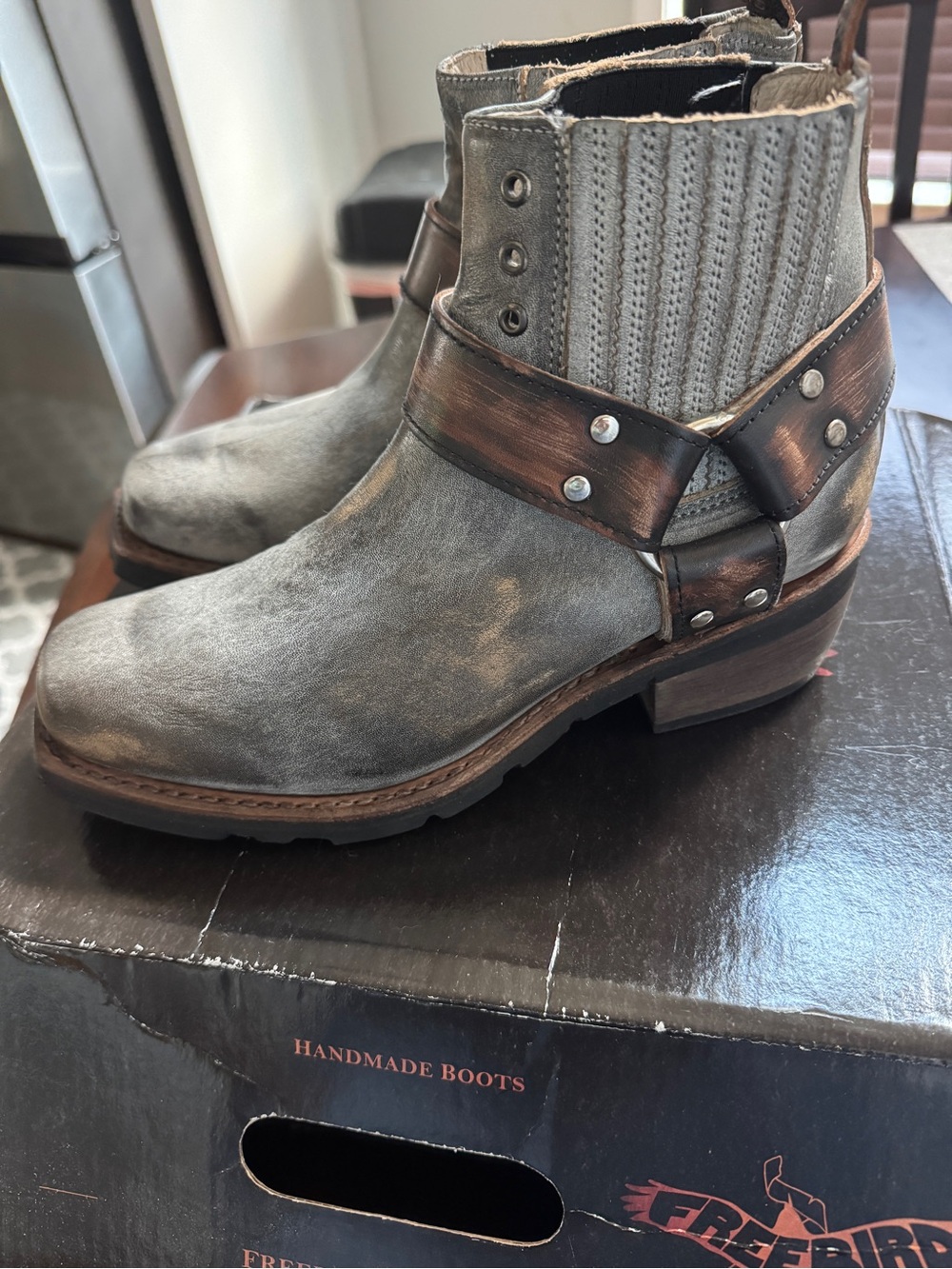 Freebird by Steven Gray Distressed Leather Harness Booties